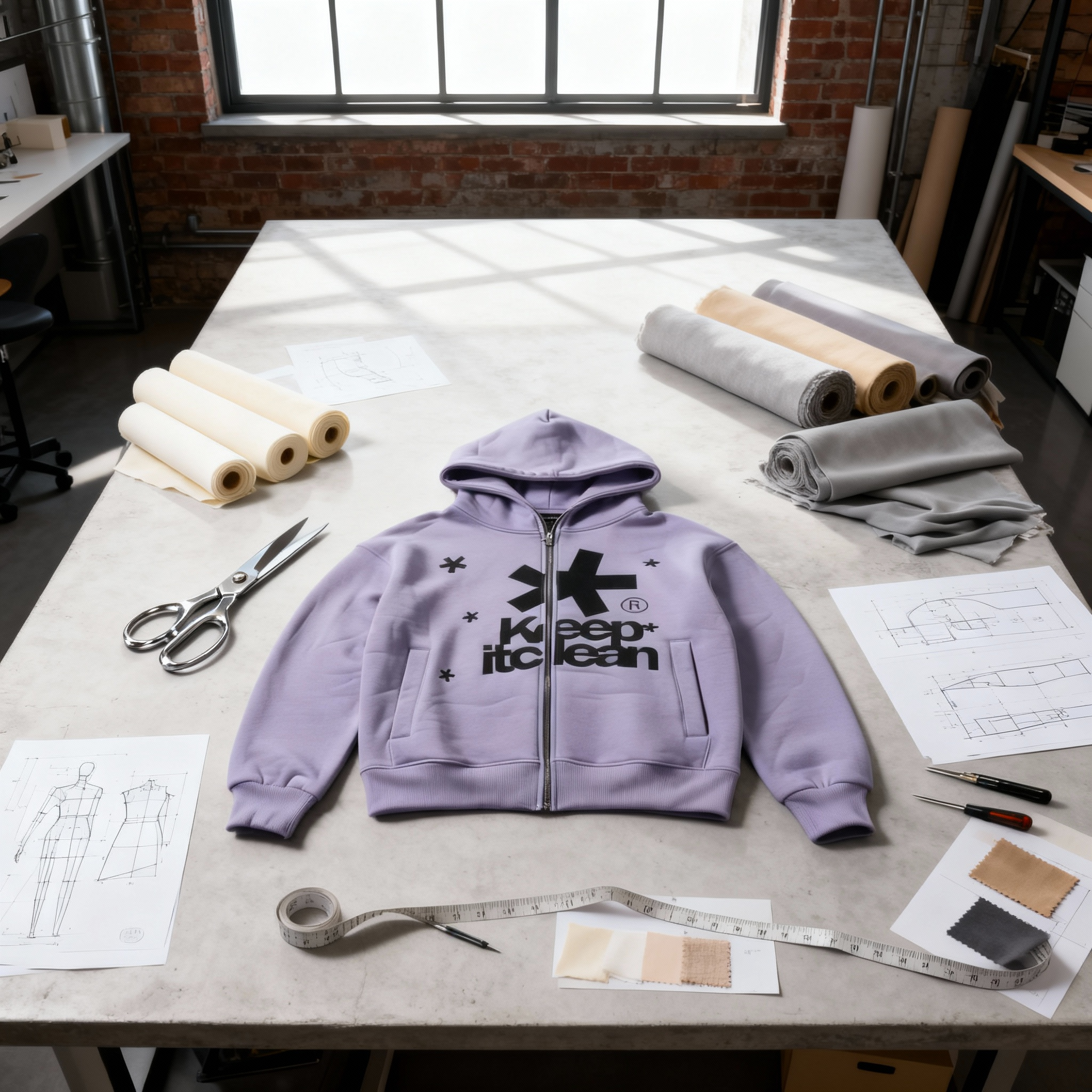 Custom clothing manufacturing factory producing premium garments